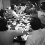 Thanksgiving 2003, family playing cut-throat solitaire. Mamiya 645, 80/1.9